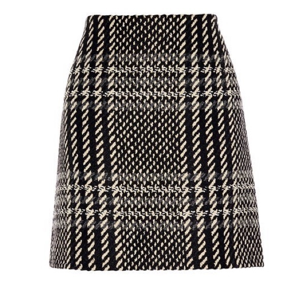 Karen Millen Monochrome Plaid Mini Skirt Black & White Plaid Size 8 wool blend - Picture 11 of 17